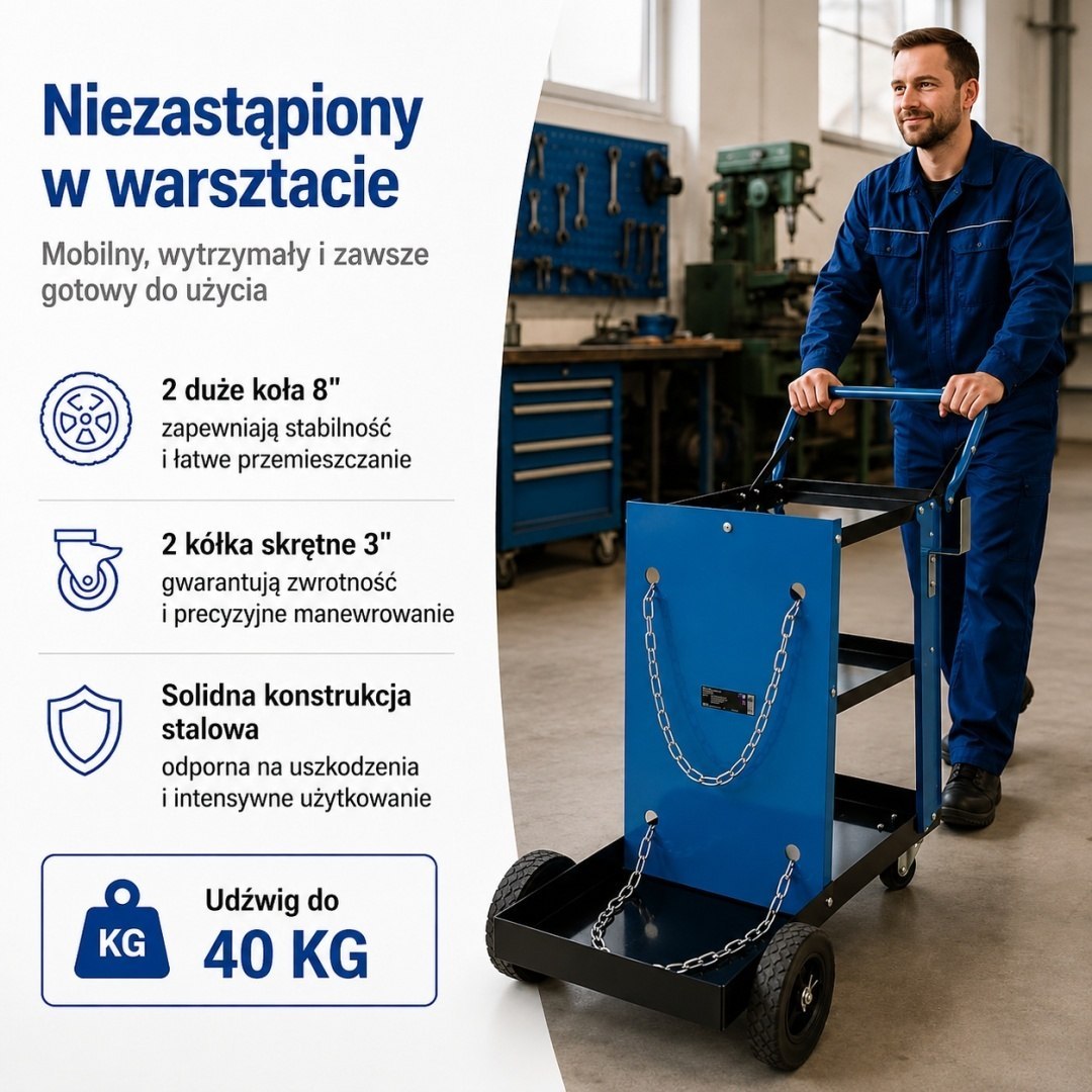 Svářecí Vozík BITUXX Na Svářečku Plynovou Láhev 40 kg Ocelový M20102
